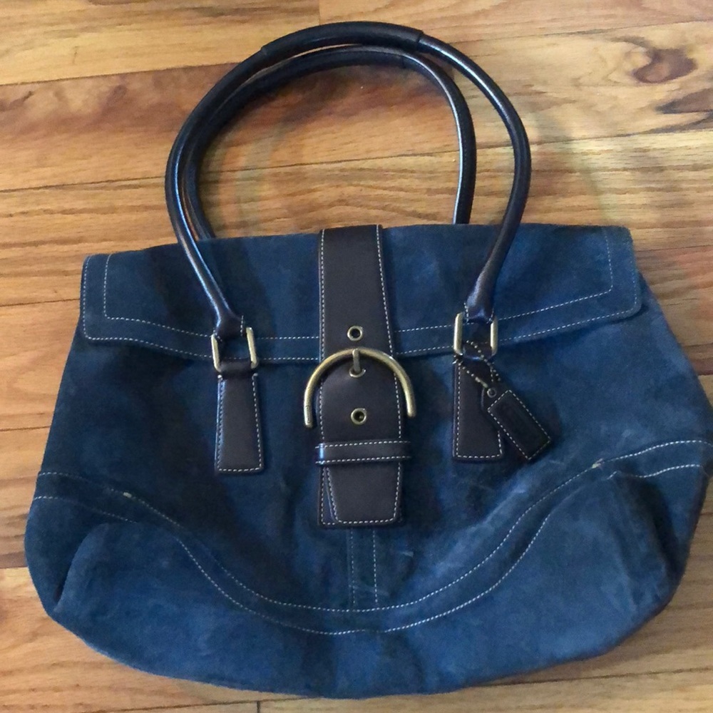 Navy Blue Suede Coach Bag- like new